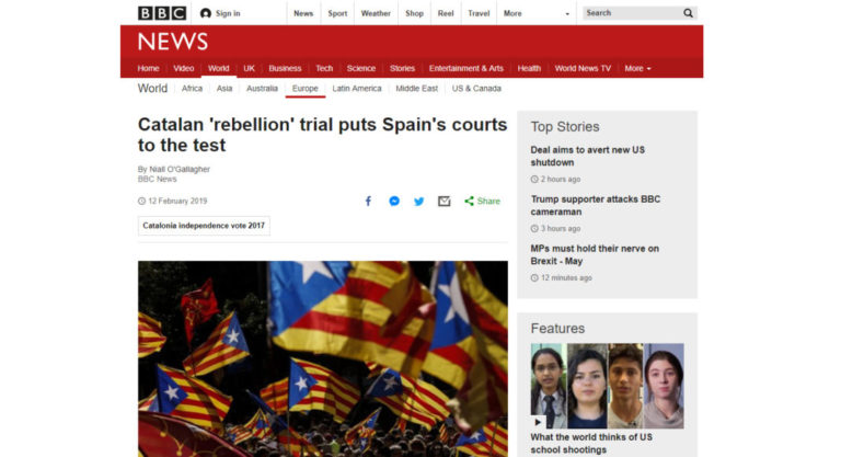 La BBC señala al Estado: «El juicio pone a prueba España»