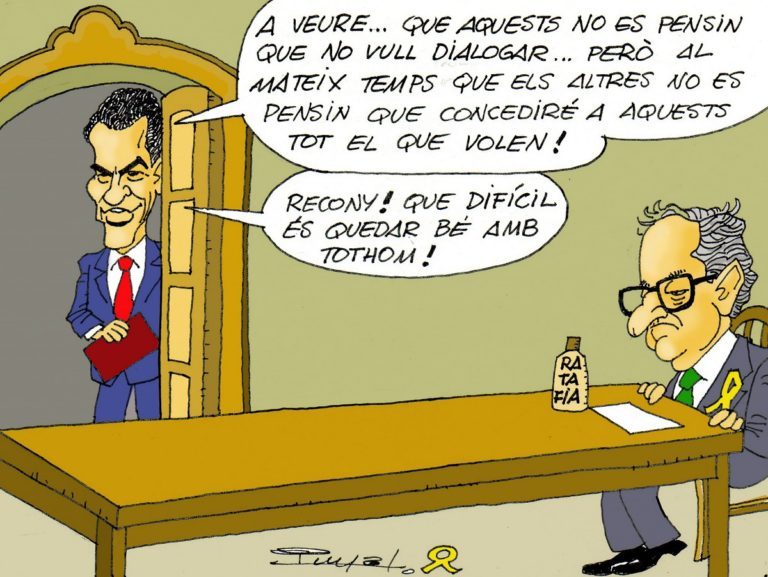 HUMOR GRAFICO | Pedro Sánchez preparando como engañar el govern català en la mesa de negociación