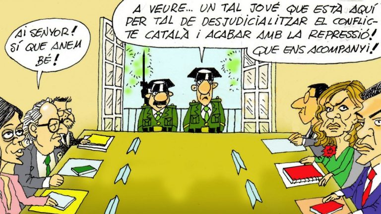 HUMOR GRAFICO | El Gobierno Español boicotea la mesa de negociación con la represión más salvaje contra los independentistas catalanes