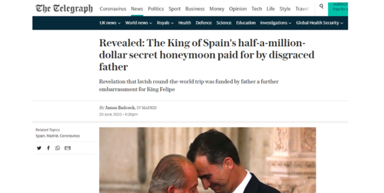 El descrédito de la monarquía española: The Telegraf llama «desgraciado» a Juan Carlos I