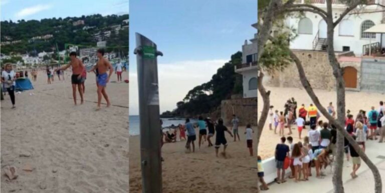 [Vídeo] Pelea multiple en la playa de Llafranc a causa de un balonazo que fue a un restaurante