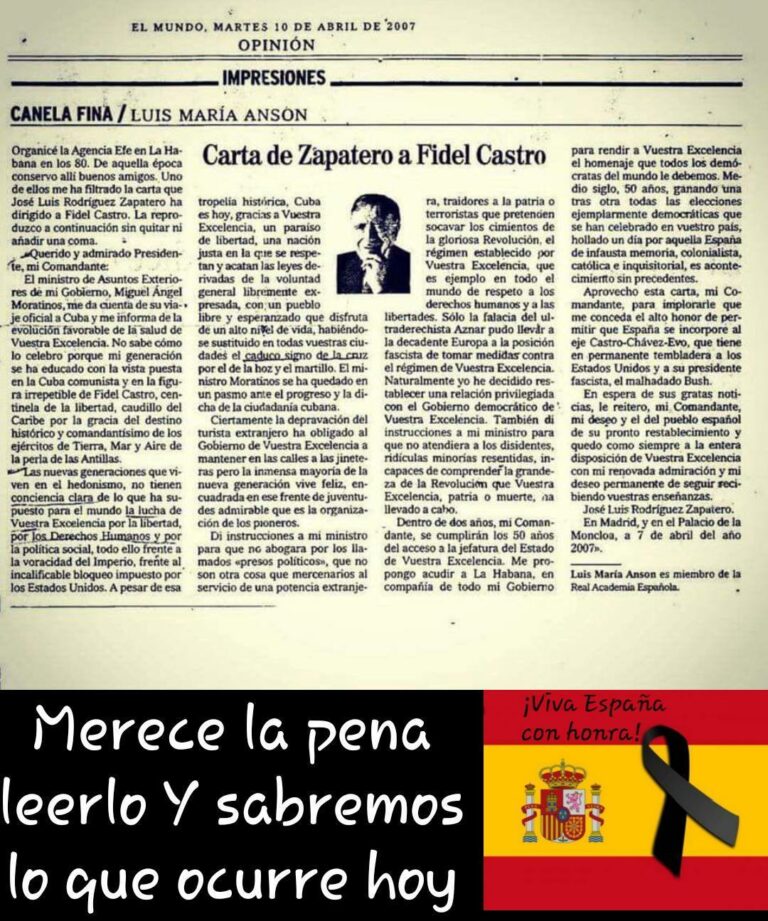 La supuesta carta de Zapatero a Fidel Castro que en realidad es falsa