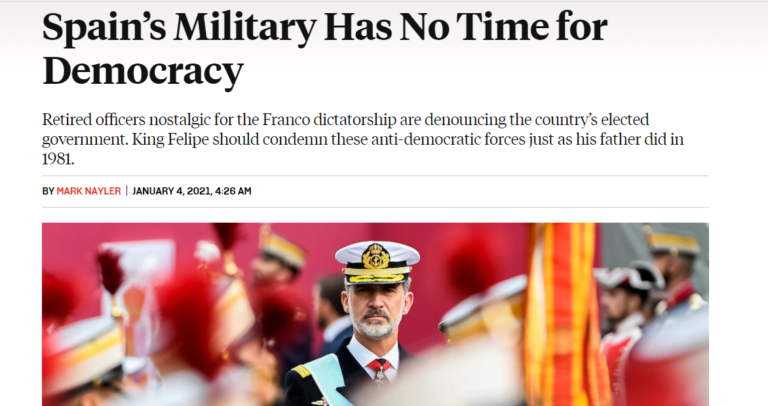 La seria publicación Foreign Policy: «El ejército español no tiene tiempo para la democracia»