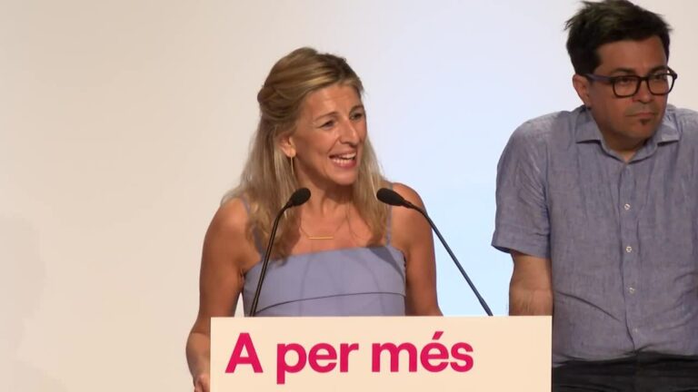 Yolanda Díaz en Barcelona: “PP y Vox hacen campaña en toda España contra Catalunya”